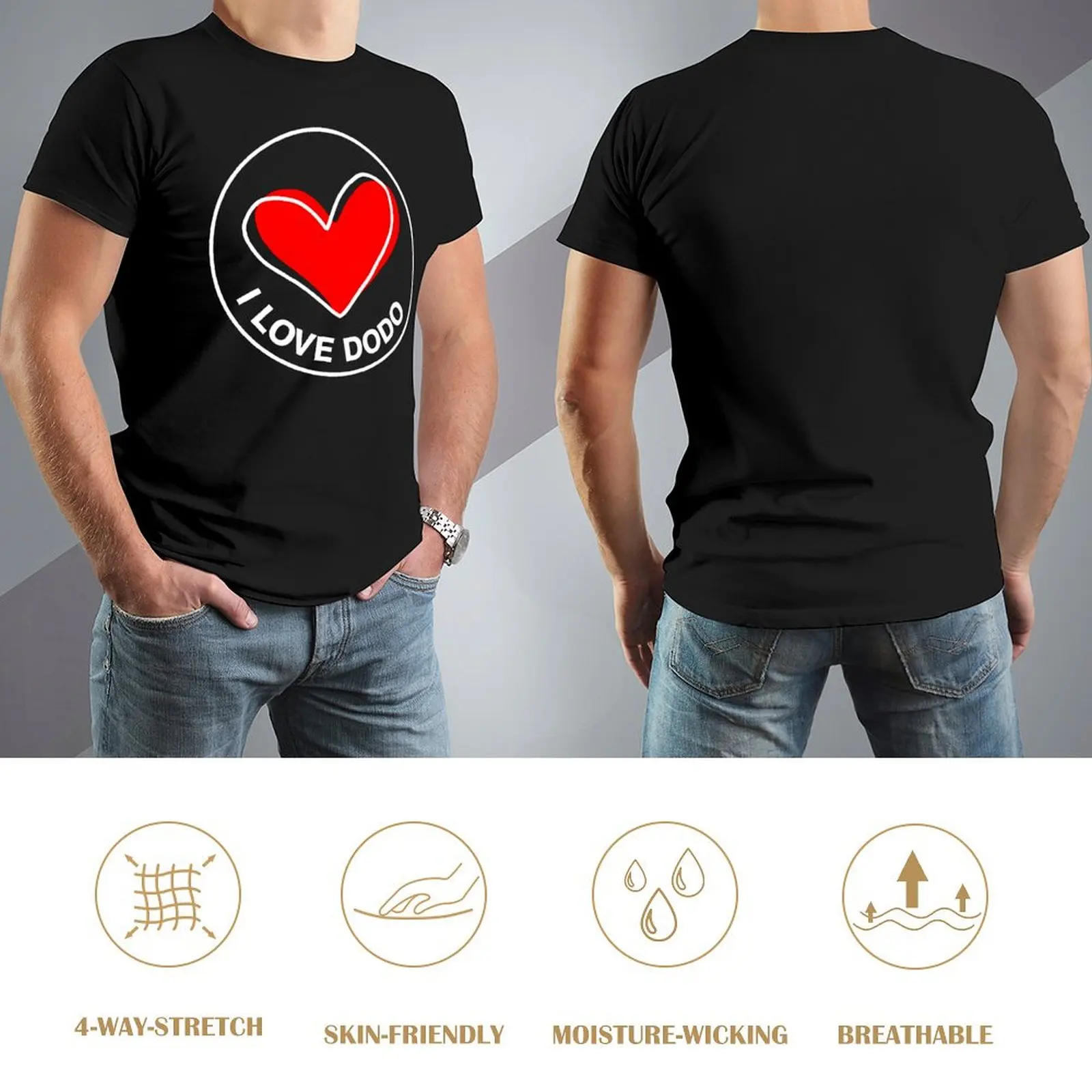 Ich liebe Dodo klassisches T-Shirt Rundhals-Bewegung Top T-Shirt Grafik Freizeit lustige Neuheit eur Größe