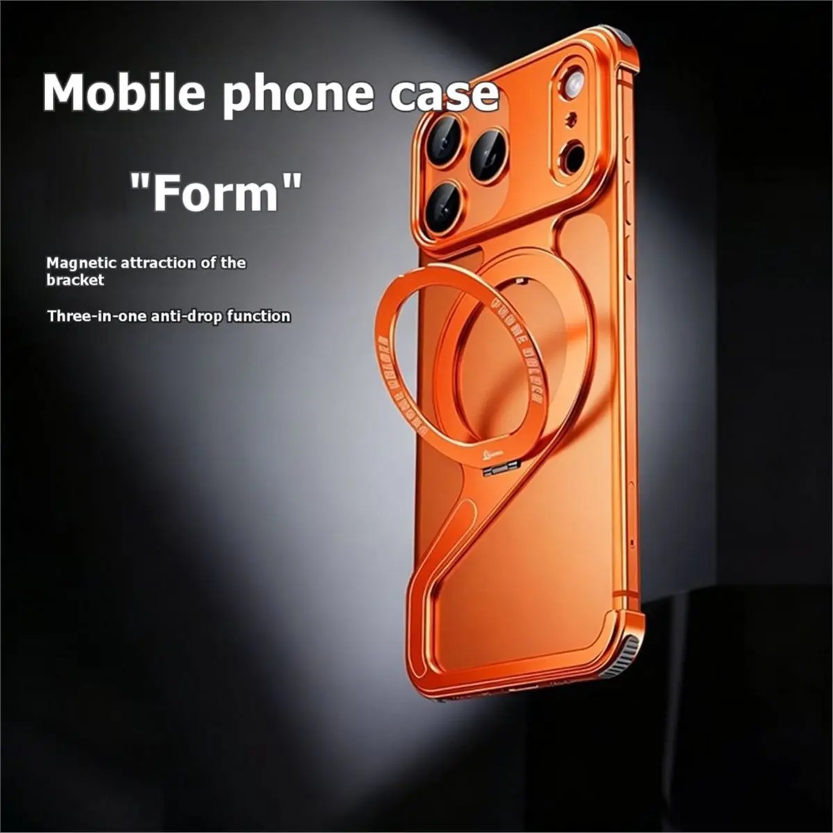 Metal Case for 17 Pro Max, Slim Frameless Aluminum Alloy Bumper with Ring Holder Magnetic Stand