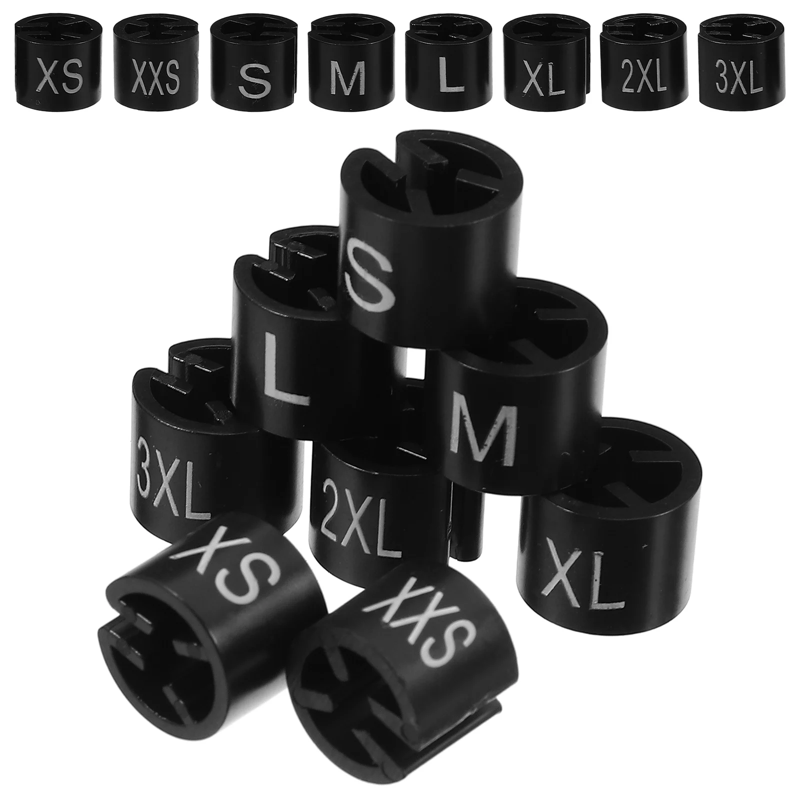 

400pcs Plastic Sizes Markers Assortment Kit for Women Clothes Hangers Circular Toothed Labels Bright Colors Clear Size