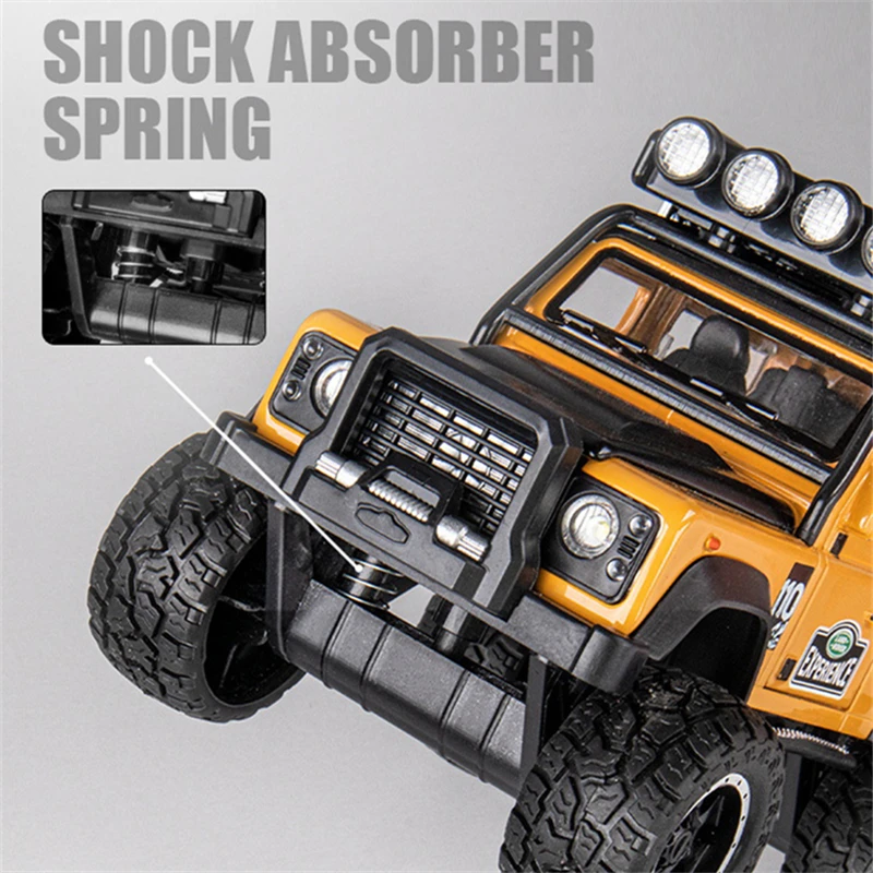 1:32 Land Rover Defender SUV Alloy Car Model Diecast Metal Modified Off-Road Vehicles Model Sound Light Collection Toy Gift