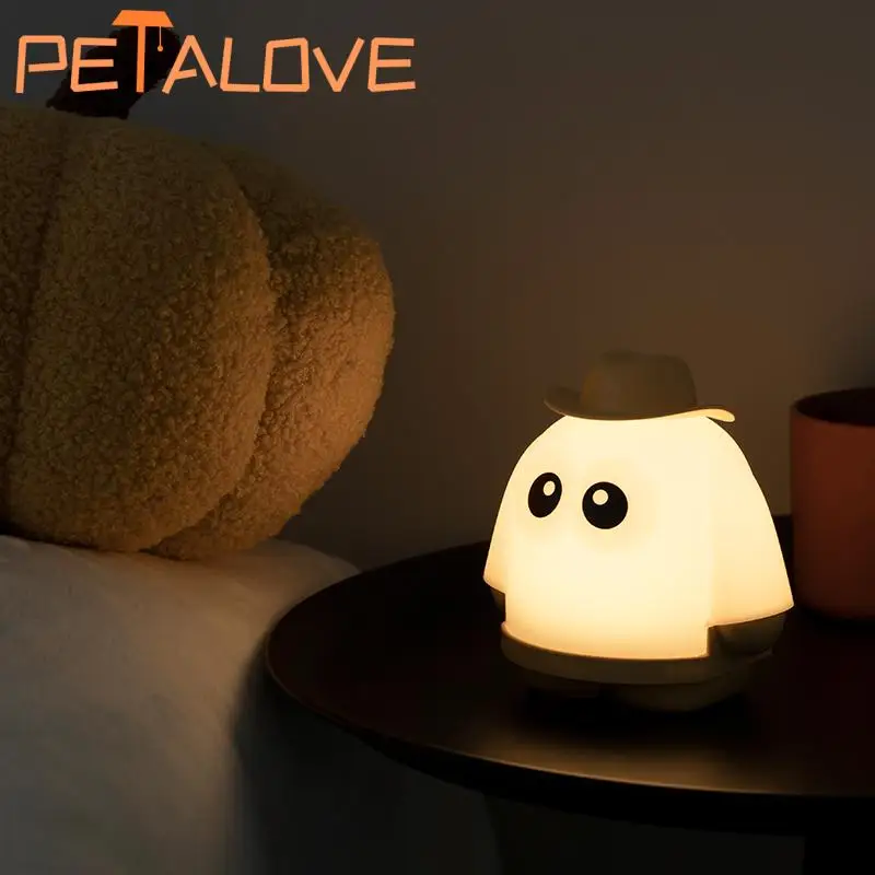 Ghost Night Light USB Charging Timer Automatic Light Off Room Decoration Interesting Doll Toy Study Read Playmate Kids