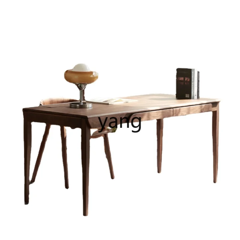 

Yhl Desk Light Luxury Black Walnut Solid Wood Simplicity Modern Home Study Computer Desk Writing Desk