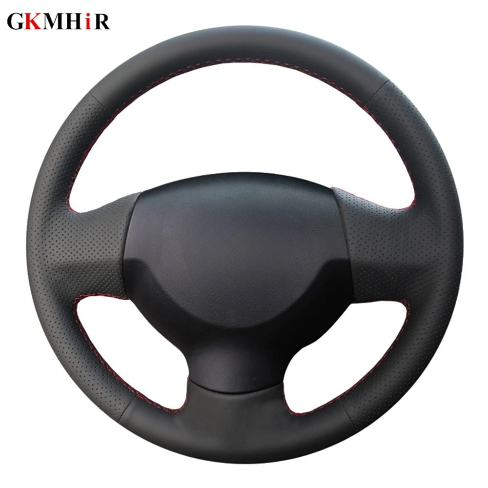 DIY Hand-stitched Black Artificial Leather Car Steering Wheel Cover For Mitsubishi Lancer EX 10 Lancer X Outlander