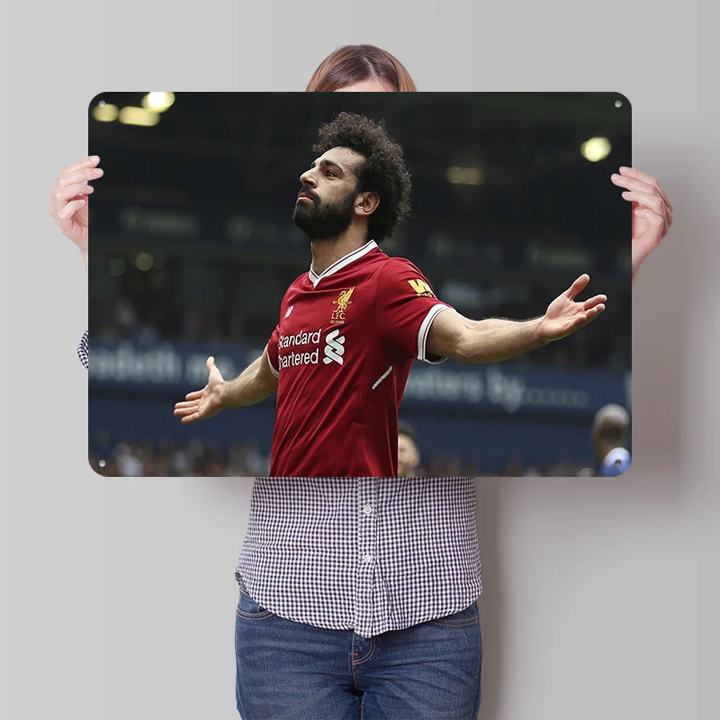 Металлический постер с Мохамедом Салахом, винтажная жестяная табличка для декора мужской комнаты, игровой комнаты, дома