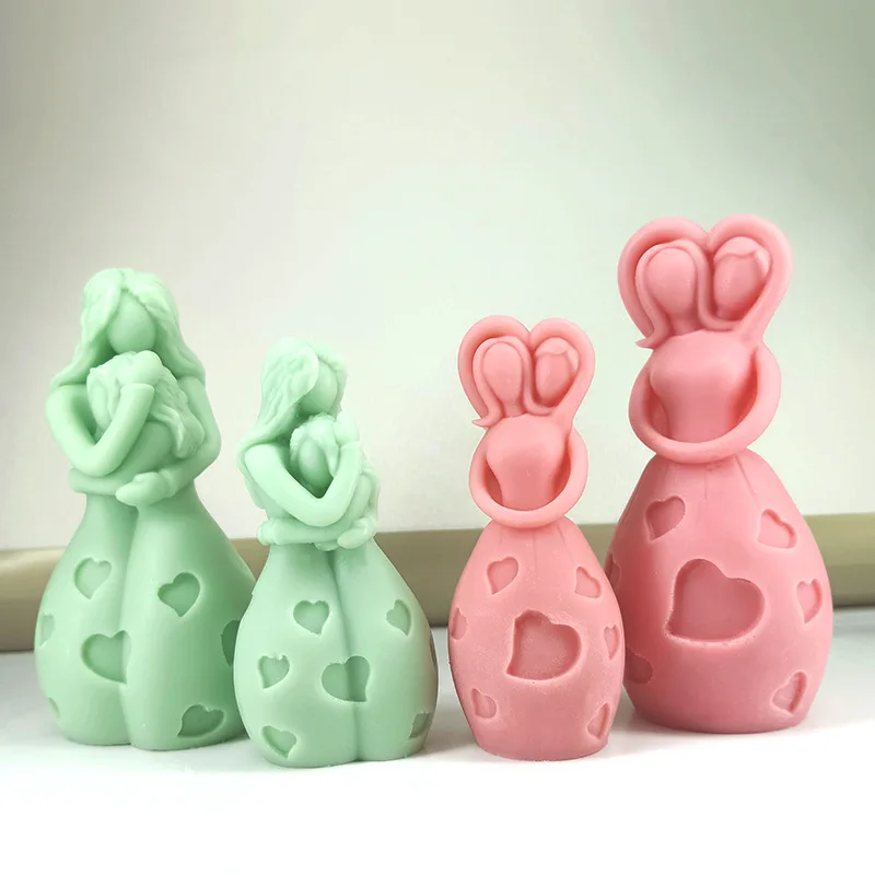 Neue Mutter Umarmt Kind Kerze Silikon Form 3D Liebe Mutter und Kind Porträt Gips Handwerk Harz Seife Form Mutter der tag Geschenk