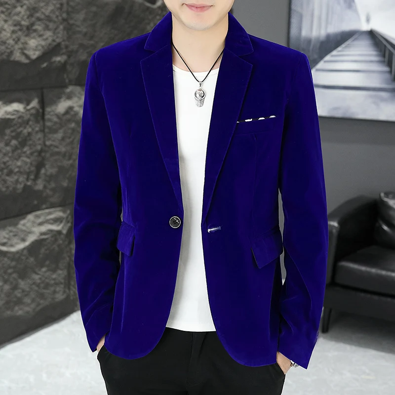 

Spring and autumn men's velvet suit jackets, Korean-style slim-fit flat velvet suits, fashionable single jackets, trendy and coo