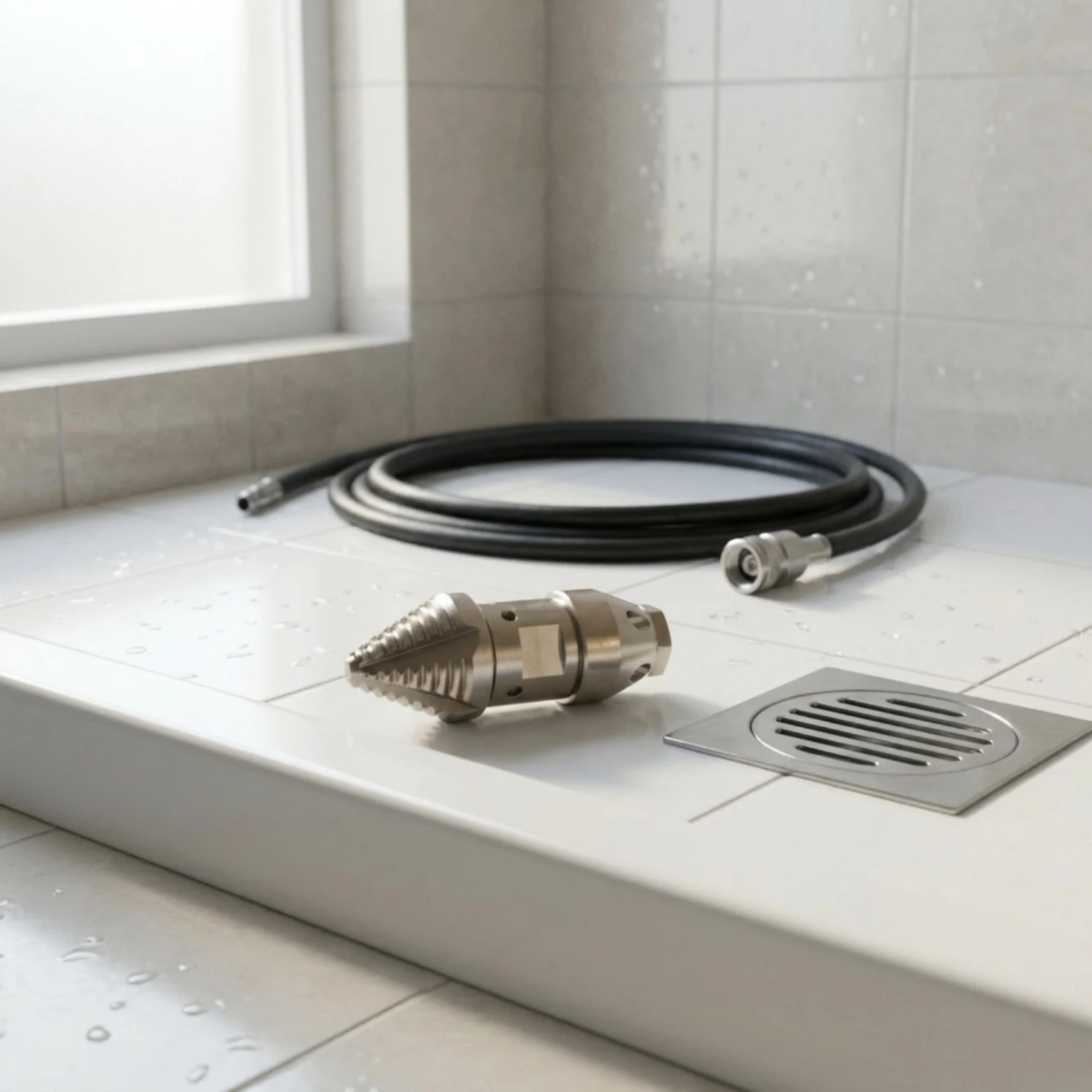 Drain Cleaning Nozzle Threaded Drain Jetter Hose Nozzle Compact Corrosion Resistant for Plumbers, Blockage Removal