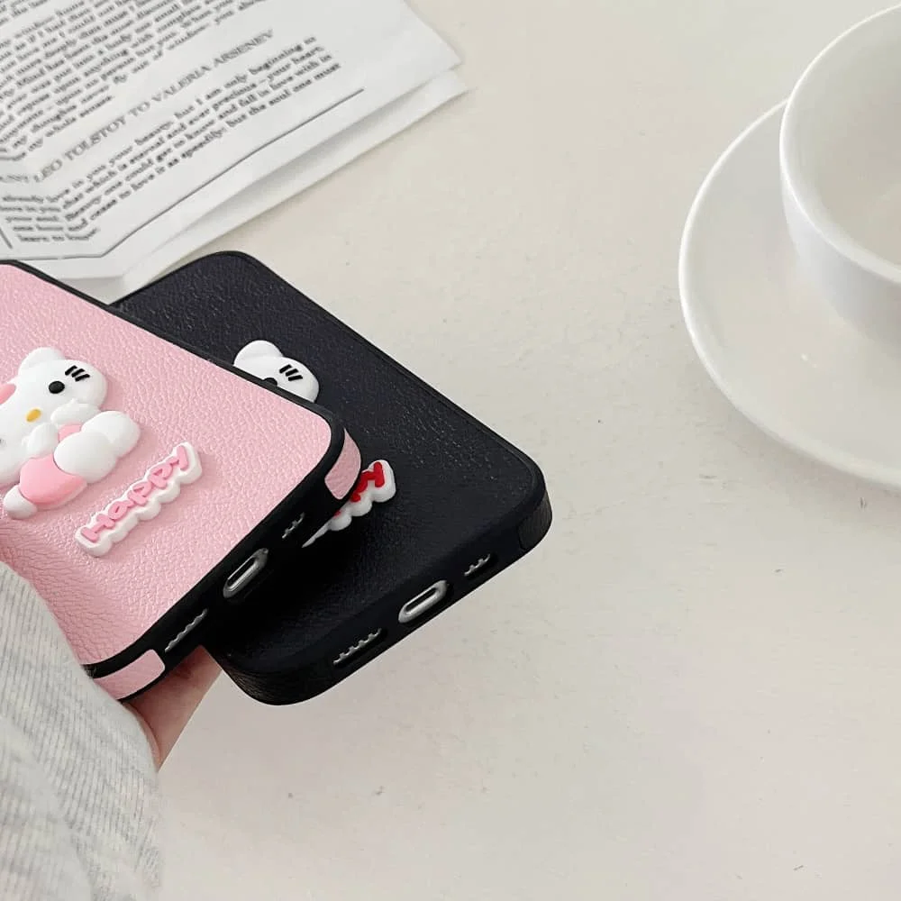 Hello Kitty جرابات هاتف شخصية كرتونية أنيمي ، ناعم ، جميل ، مضاد للسقوط ، غطاء خلفي واقي ، لطيف ، مناسب لهاتف آيفون 12 ، 13 ، 14 ، 15 برو ماكس