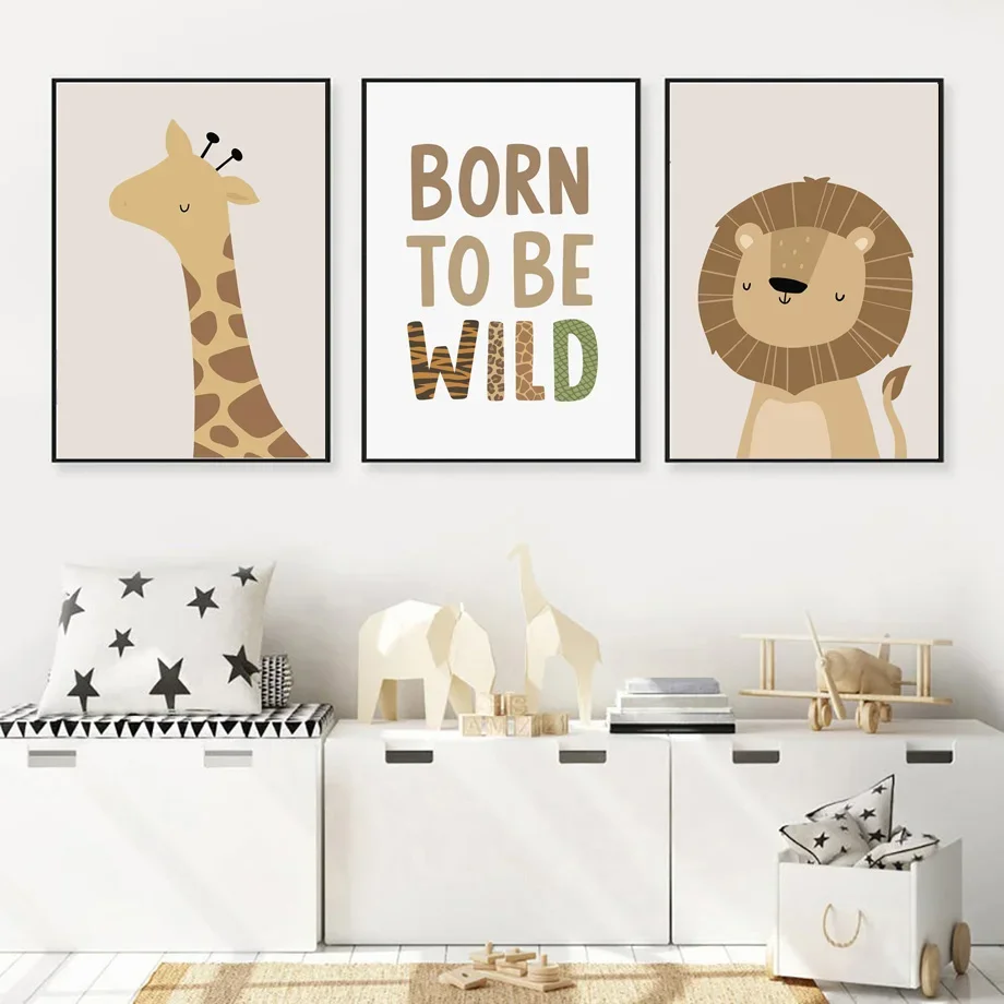 Zebra Giraffe Lion Name Letters Animal Alphabet Wall Art Canvas Painting Nordic Posters And Prints Wall Pictures Kids Room Decor