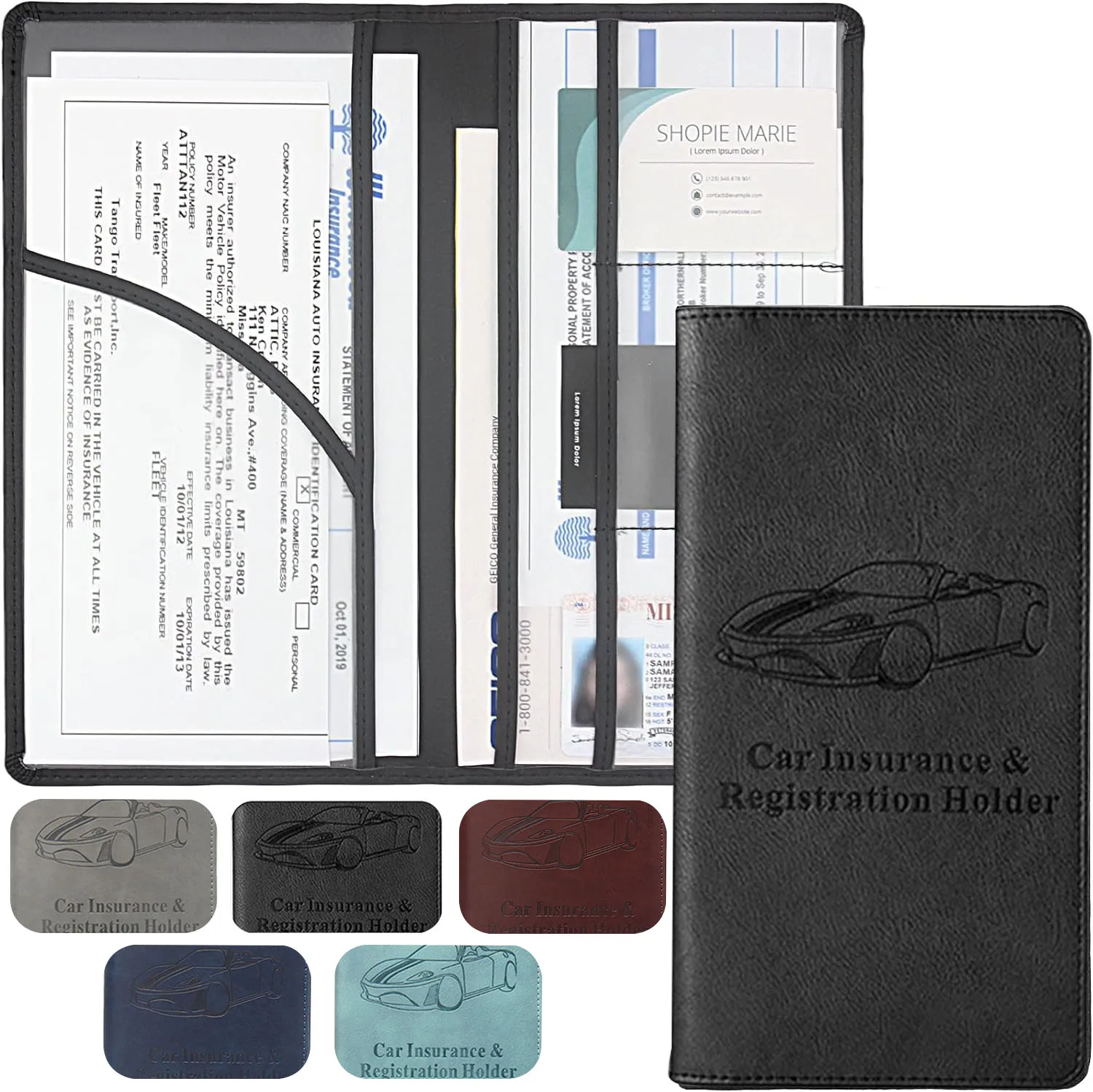 Premium Faux Leather Car Document Holder for Men & Women Stylish Organizer to Securely Store Insurance Registration And Manuals