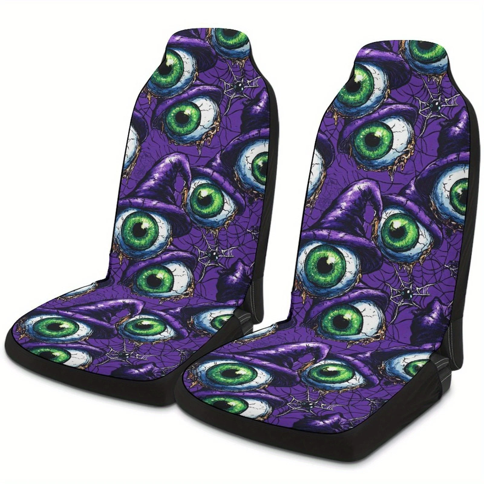 

2pcs Single Eye Print Car Seat Covers Universal Fit For Most Models