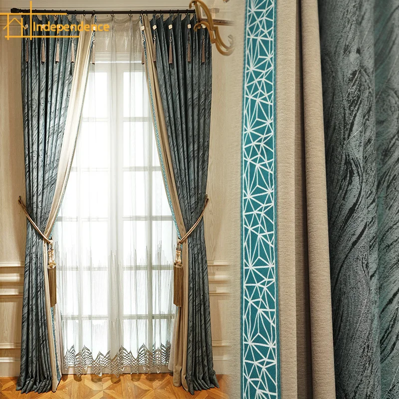 

Fashion Simple Atmosphere High Precision Living Room Curtains Modern New Chinese French Style Bedroom Study Custom New rhj