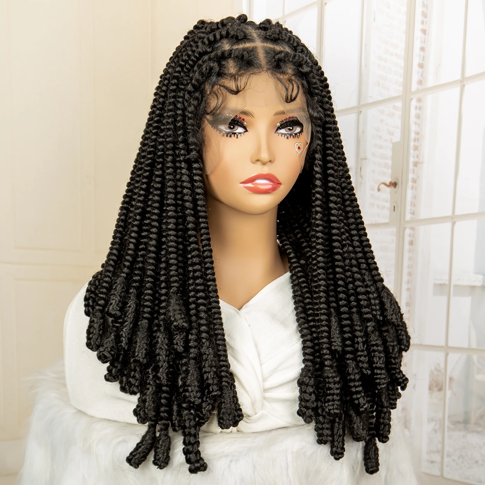 Bob Synthetic Braided Wigs Full Lace Twisted Braiding Wig Box Braids Synthetic Wigs Knotless Lace Frontal