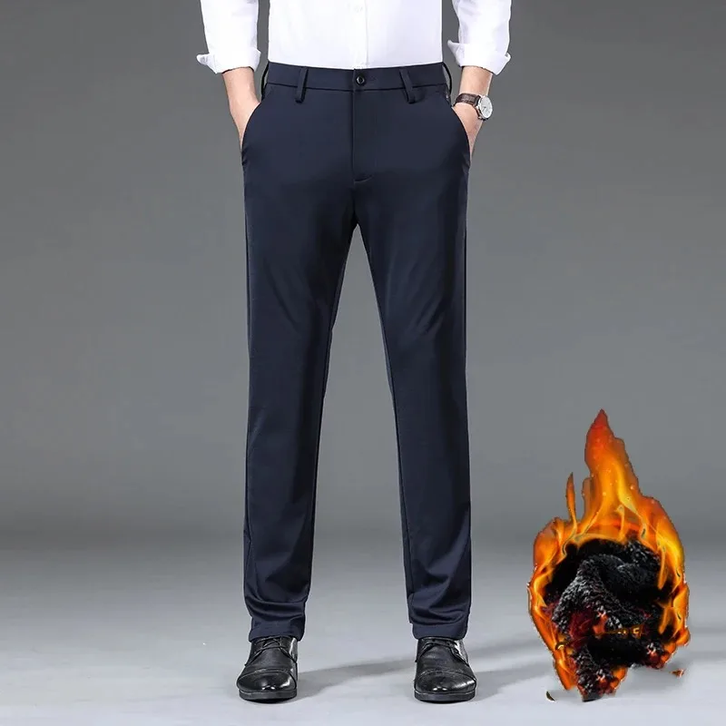 Pantalon de bureau décontracté pour hommes, poche boutonnée solide, tube droit de vacances, mode décontractée, printemps, automne