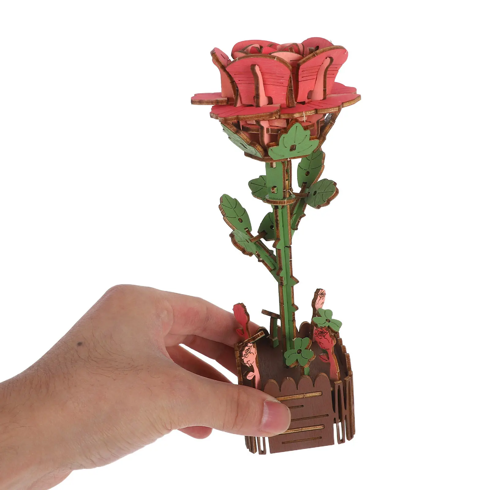 لغز خشبي ثلاثي الأبعاد على شكل زهرة، طقم بناء يدوي للبالغين، وردة بدون ماء، ديكور منزلي، زينة للمكتب، هدية عيد الحب، لغز ثلاثي الأبعاد
