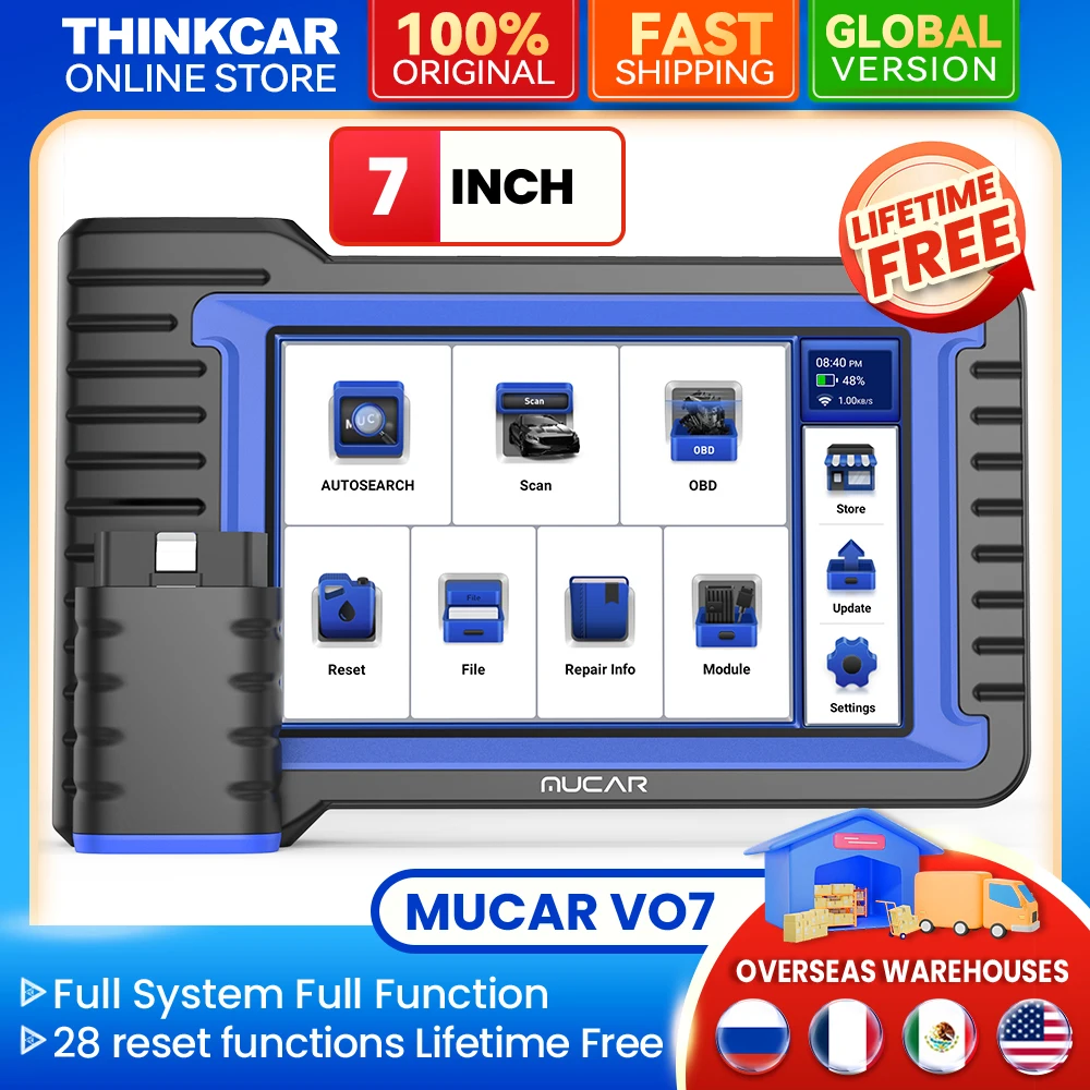 

MUCAR VO7/VO7S OBD2 диагностические инструменты автомобильный сканер полная система 28, обслуживание кодирования ЭБУ двунаправленный для всех автомобильных брендов