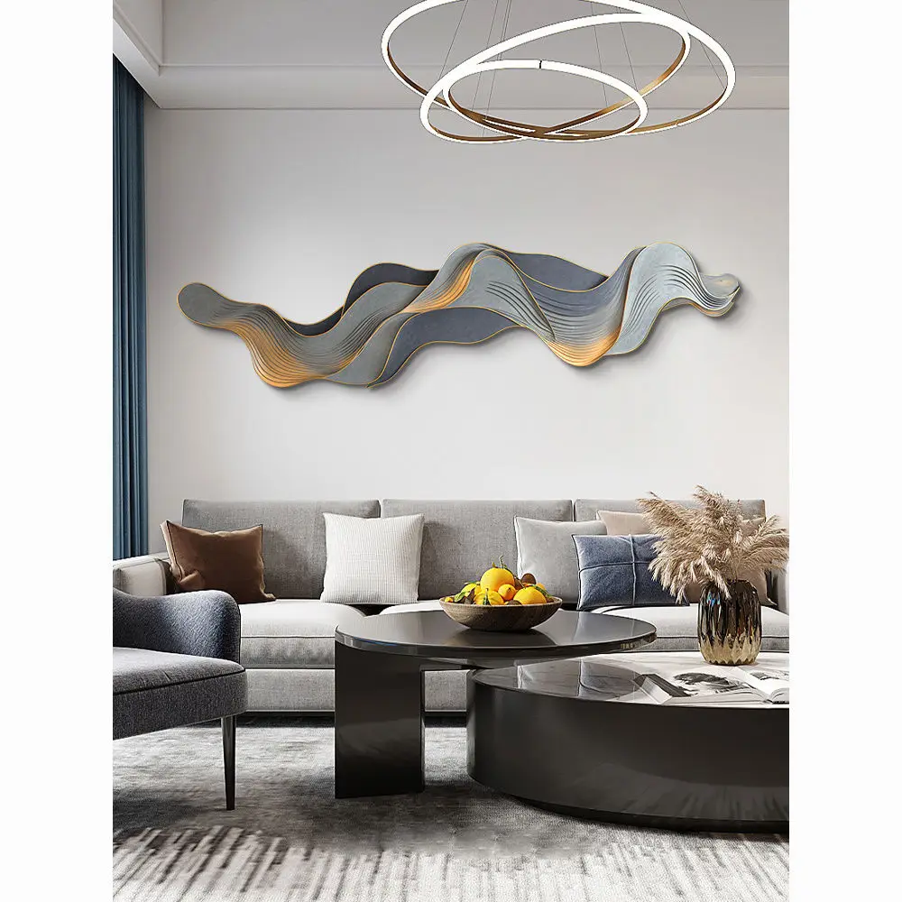 Mountain light luxury sofa background wall painting light with light ambience light hanging picture high-grade LED light hanging