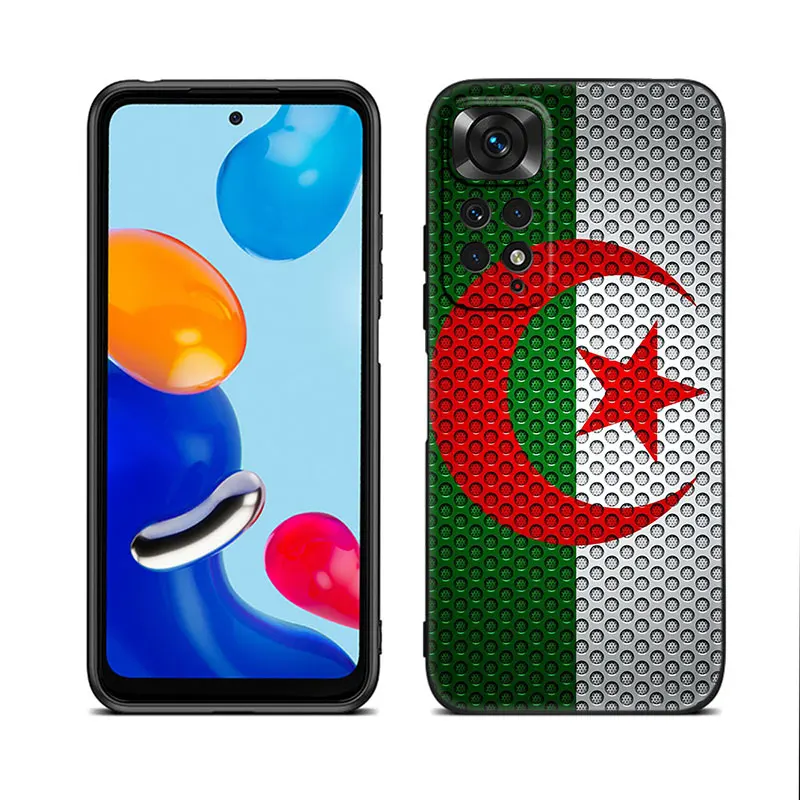 Algeria Flag Black Phone Case For Xiaomi Redmi Note 12 + 11 11S 11T 11E 10 10T 5G 10S 9S 9 8T 7 6 Pro Silicone Cover