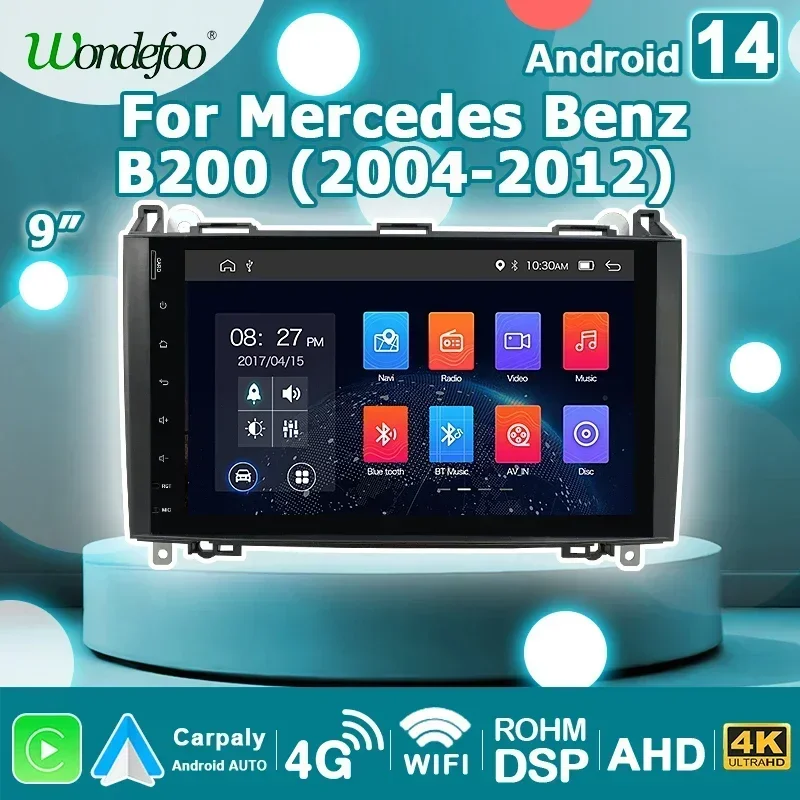 9'' Android 14 Car Radio autoradio Carplay For Benz B-Class B200 W245 B160 B170 B180 V-Class W639 Vito Viano Multimedia player