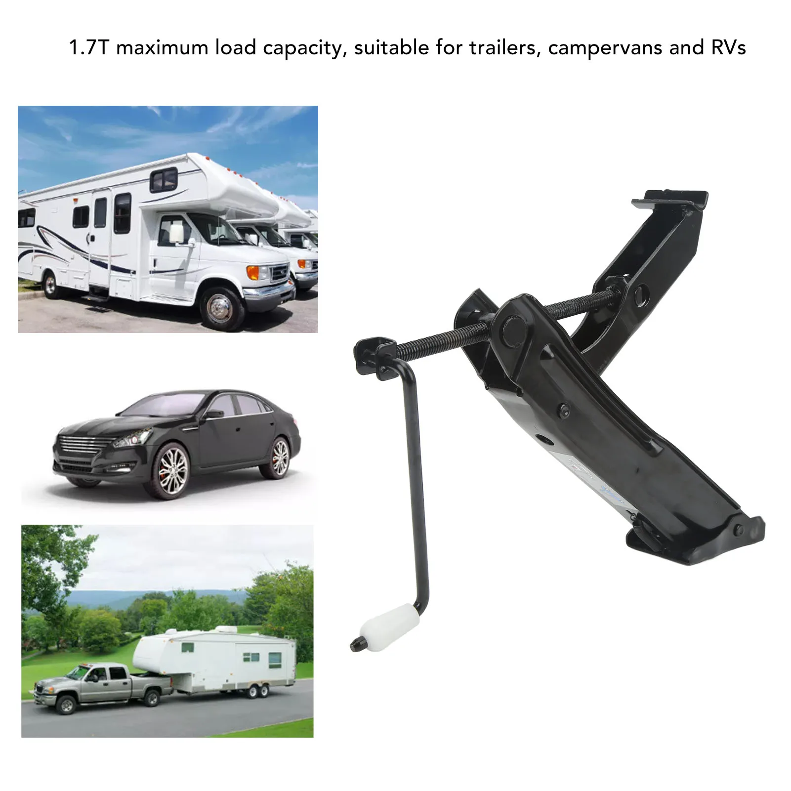 Hand Crank Jack 1.7 Ton Capacity Tire Raised Lifting Jack Stabilizer Leveling Jacks for Trailers Campervans RVs Raised Jack