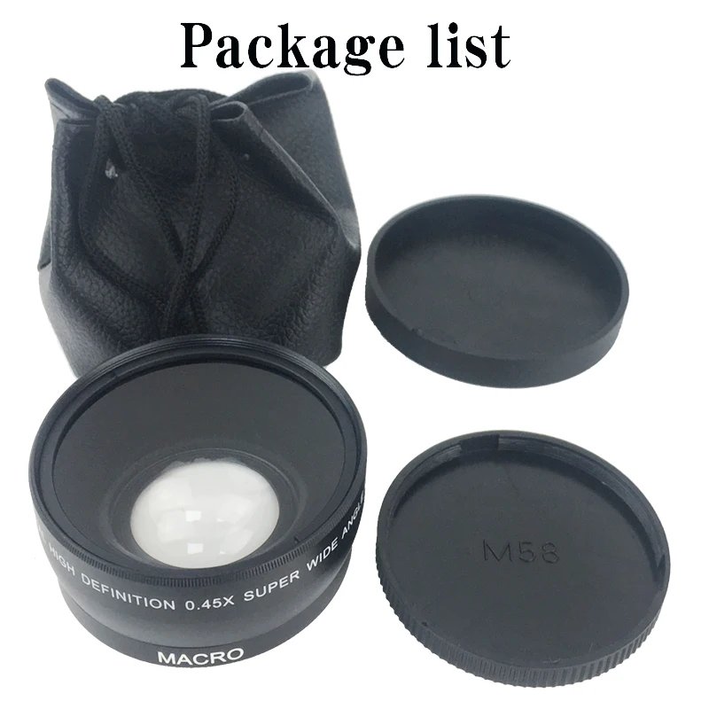 58MM 0.45x Wide Angle with Macro Lens Wide-Angle Lente for Canon Nikon EOS 350D/ 400D/ 450D/ 500D/ 1000D/ 550D/ 600D/ 1100D