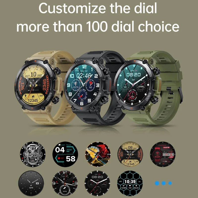 Outdoor Smartwatch MD56 Fit com Android e iOS Bluetooth Watch 1,39 polegadas Full Touch Screen GPS Posicionamento Vários Esportes