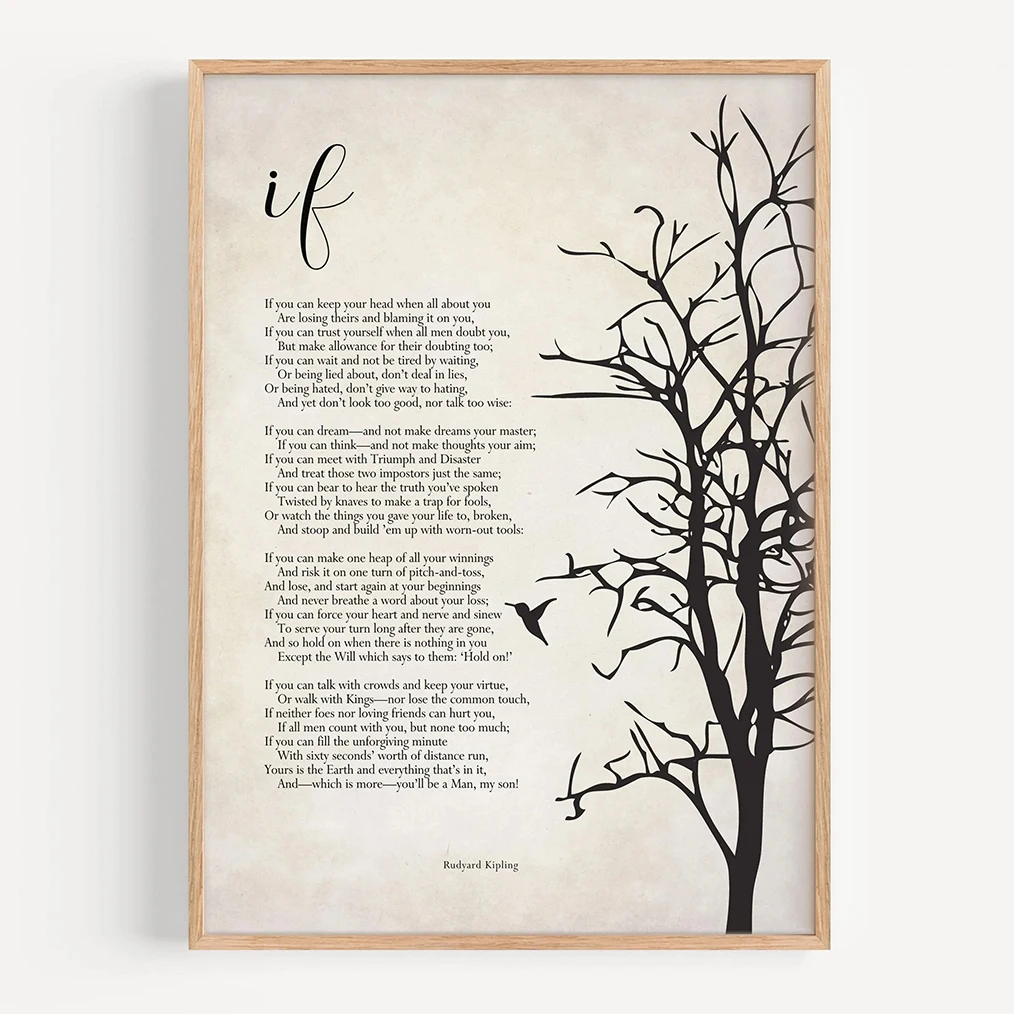 Affiche murale sur toile « If Poem » de Rudyard Kipling, citation littéraire rétro, décoration pour salle de classe et bureau, sans cadre