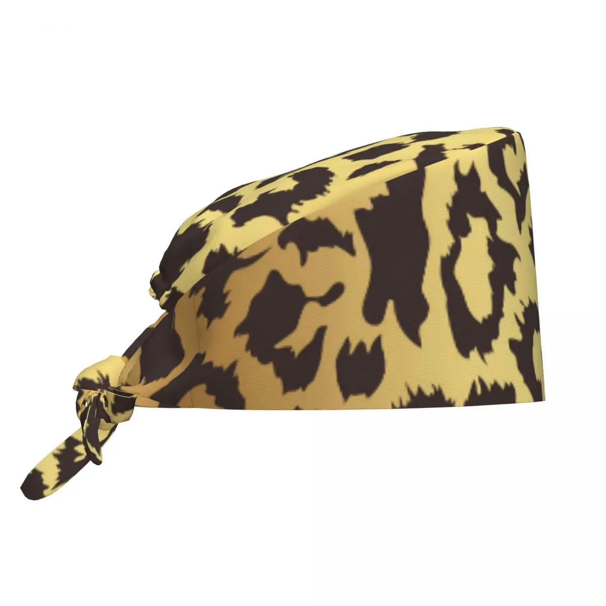 Scrub Caps Gold Leopard Print Seamless Pattern Nurse Hats For Women and Men Long Hair Working Cap Soft Comfy Custom Medical Hat