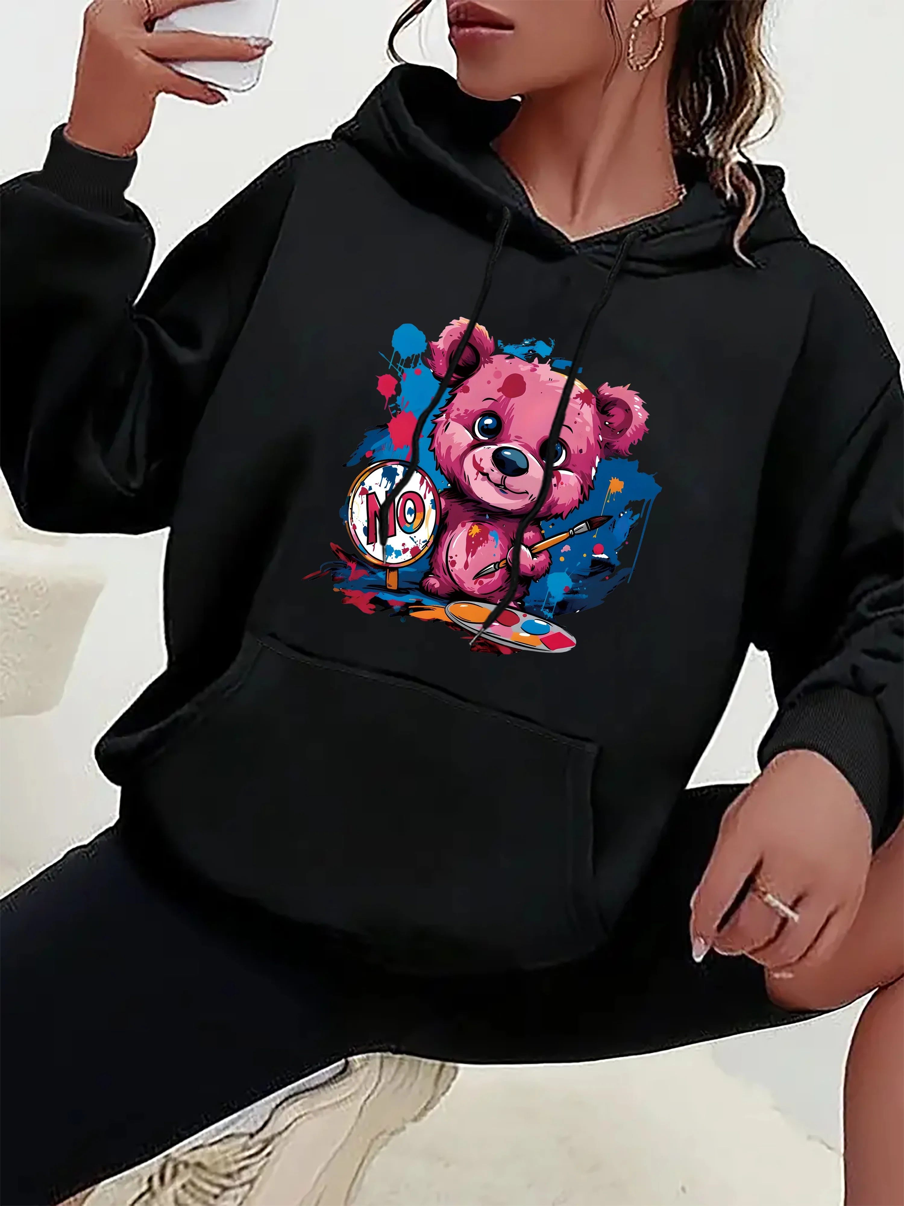 

Bear Graphic Printing Autumn and Winter Cotton Men's and Women's Hoodies Casual Outdoor Street Sports Training Brand Trend