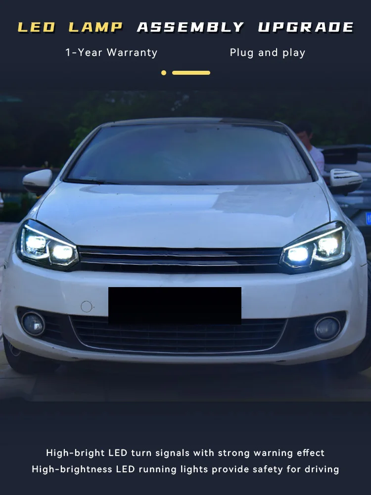 Head Lights Tools For Volkswagen VW Golf 6 2010-2012 Modified Upgrade LED DRL Projector Lens Bifocal Auto Turn Signal Accessoriy