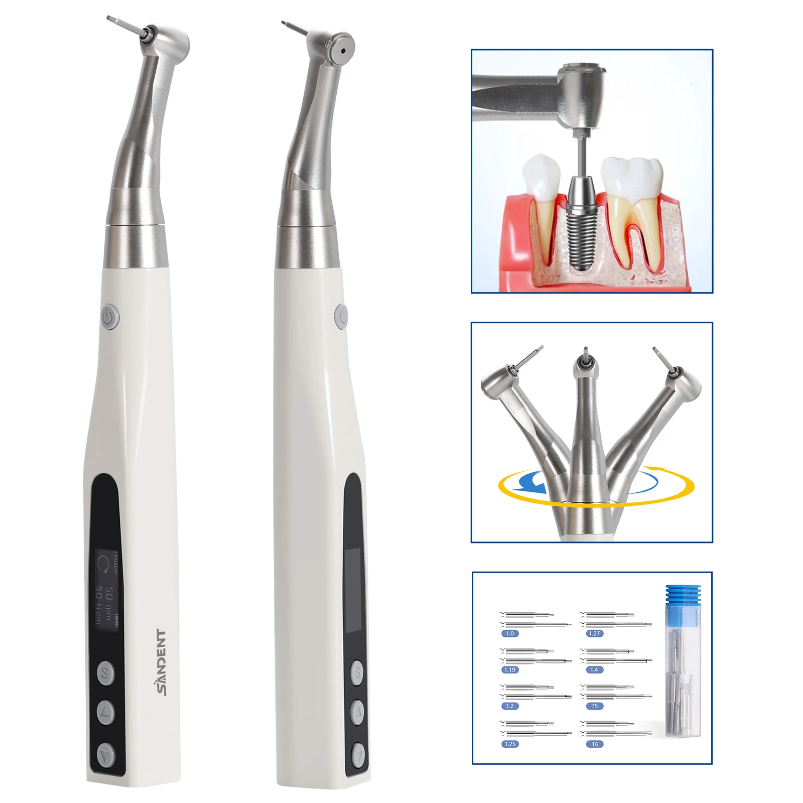 Dental Cordless Electric Implant Wrench Torque Motor 360° Rotate 16 Types of Screwdrivers Kit Dentistry Tools Lab Instruments