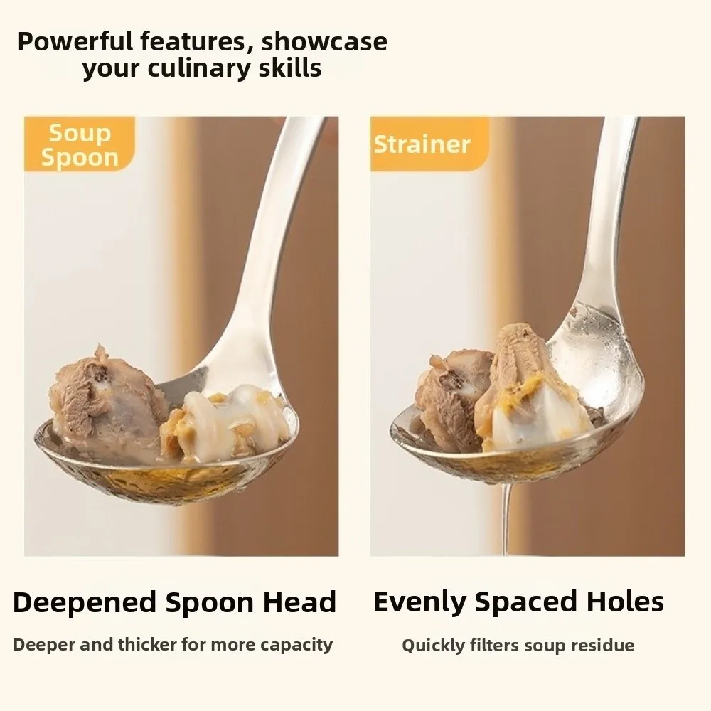 Stainless Steel Soup Ladle High Temperature Resistance Koala Pattern Hot Pot Spoon with Hanging Hole Long Handle Rice Spoon