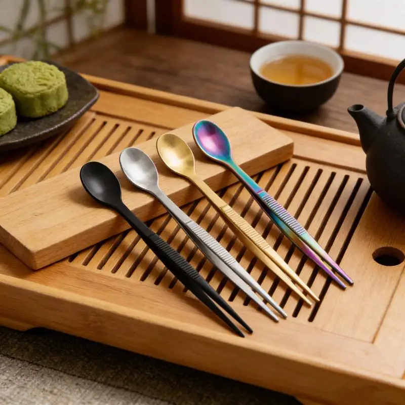 Kitchen Stainless Steel Tableware Spoons Western Knives Forks Dessert Spoons Food Clips Fried Steak Tweezers Vegetable Food Clip