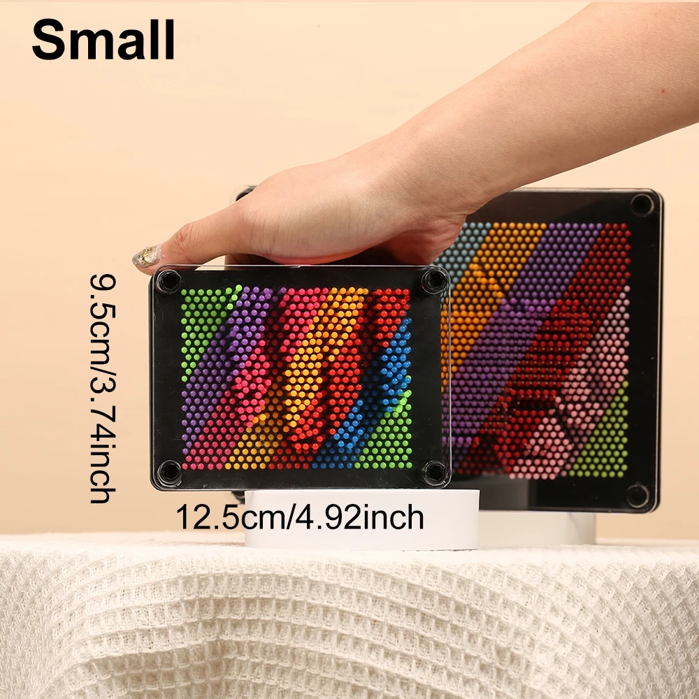 3D Pin Art Toy, Rainbow Color Creative Unique Plastic Pin Art Board