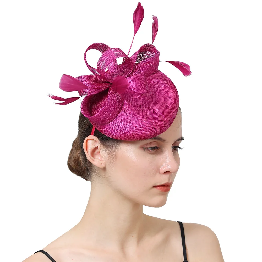 Bride Wedding Hats Fascinator For Women Elegant Nice Sinamay Headpiece For Ladies Party Dinner Nice Chapeau Cap Headband