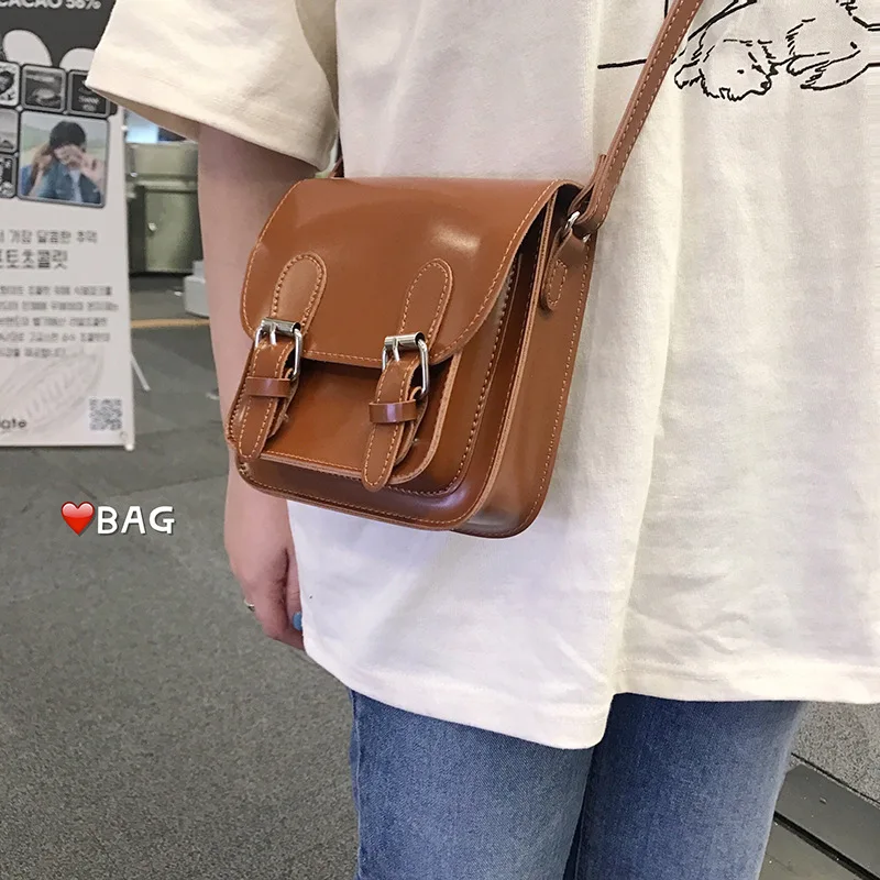 Korean Trendy PU Leather Crossbody Bags Fashion High Quality Mini Shoulder Bag Women's Handbags College Students Cambridge Bags