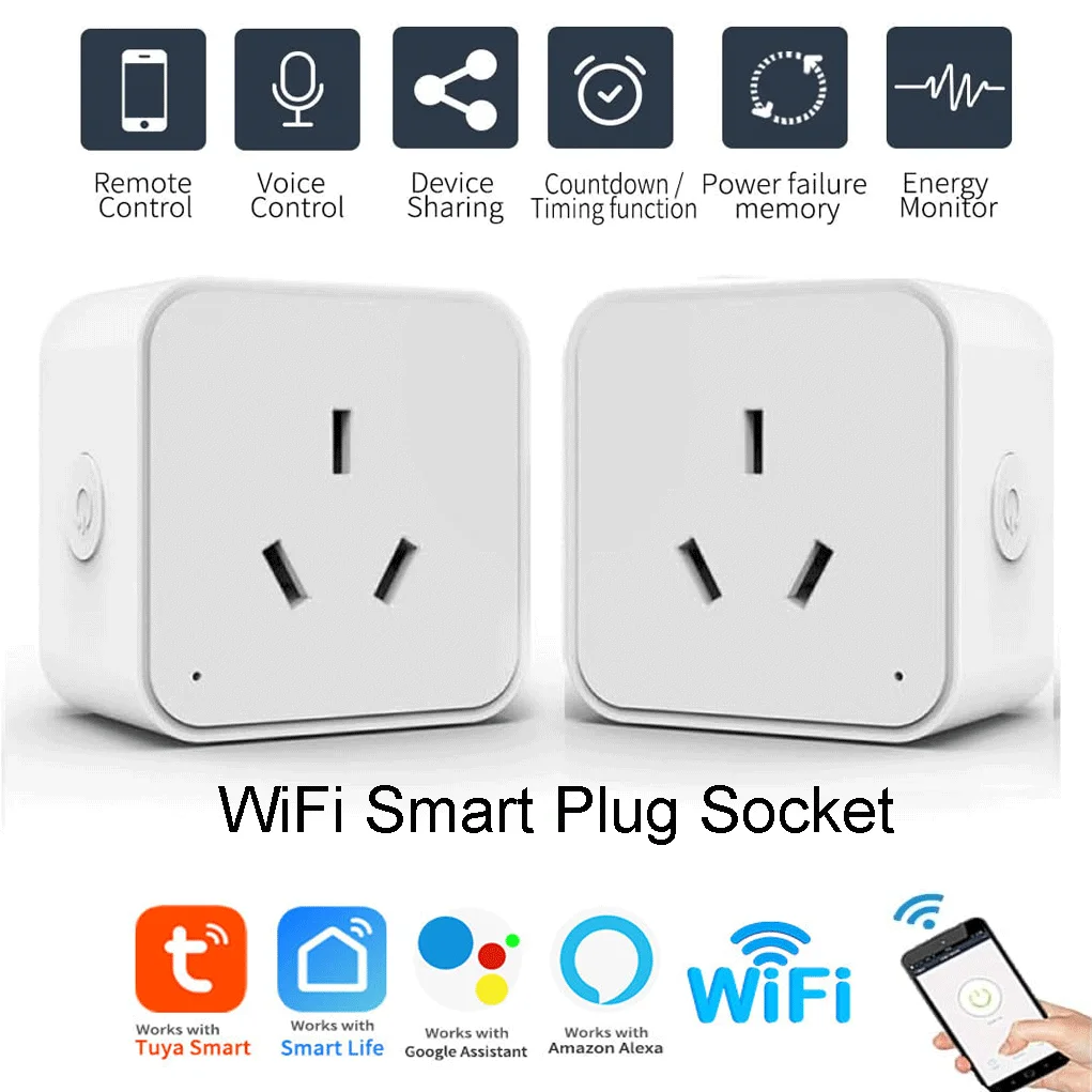 TUYA WiFi Smart-Steckdose 16A, AU-Stecker, Sprachsteuerung, mit Timer-Funktion, APP-Fernbedienung, Zigbee-Steckdose, kompatibel mit Alexa