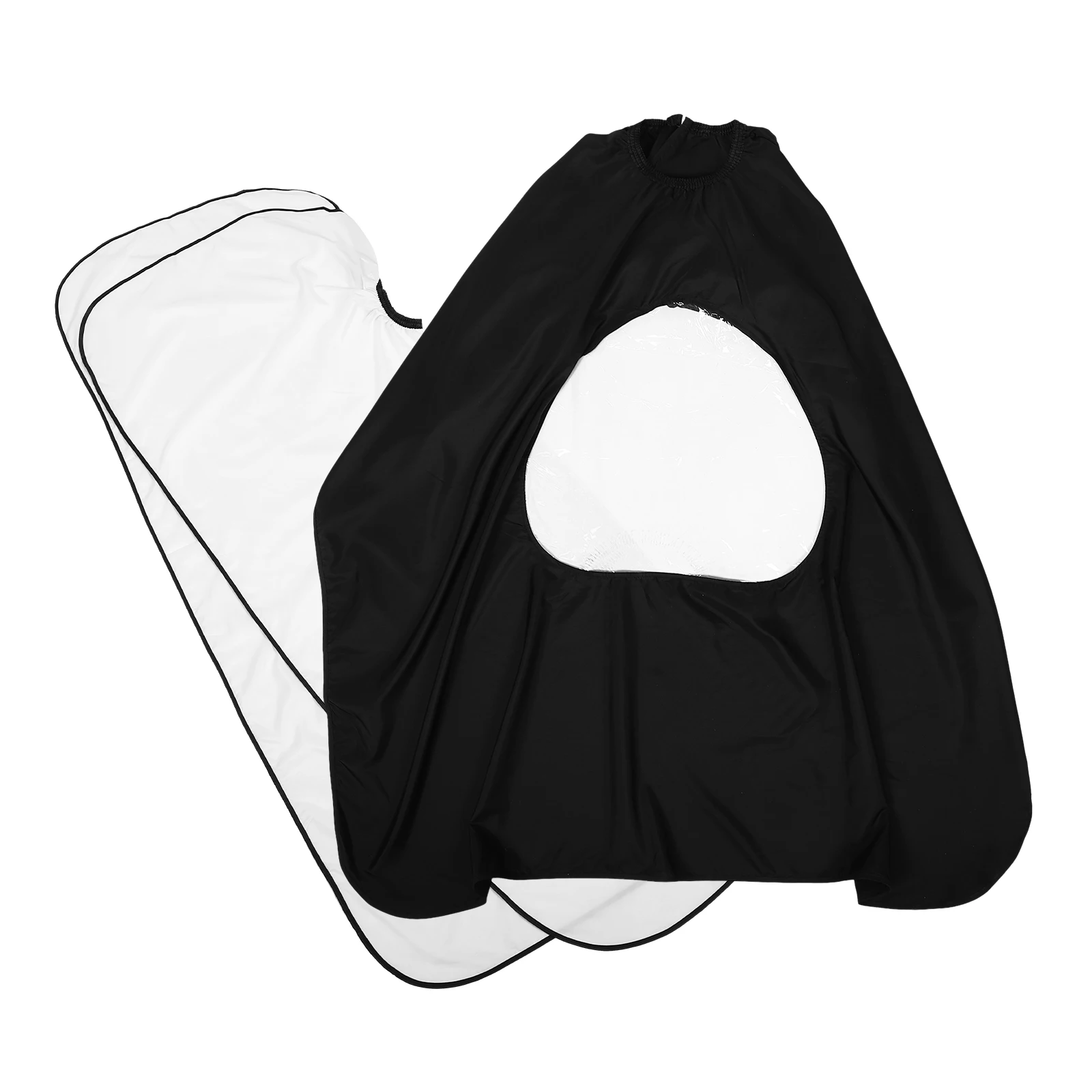 

2pcs Transparent Barber Cape Black Hair Cutting Apron Durable Material Clear Visibility Multifunctional Use Salon Gown