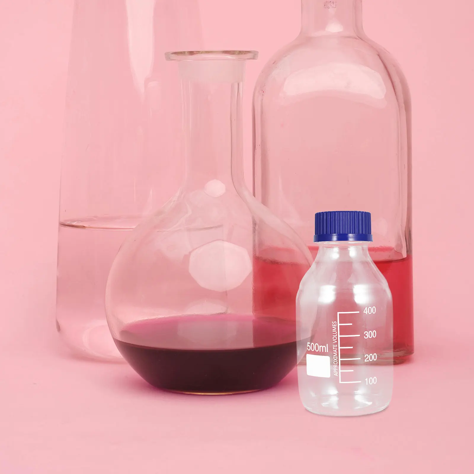 2Pcs Chemical Reagent Bottle Glass Laboratory Sample Sealing Storage Leak-Proof Liquid Measurement Bottle for School Lab Use
