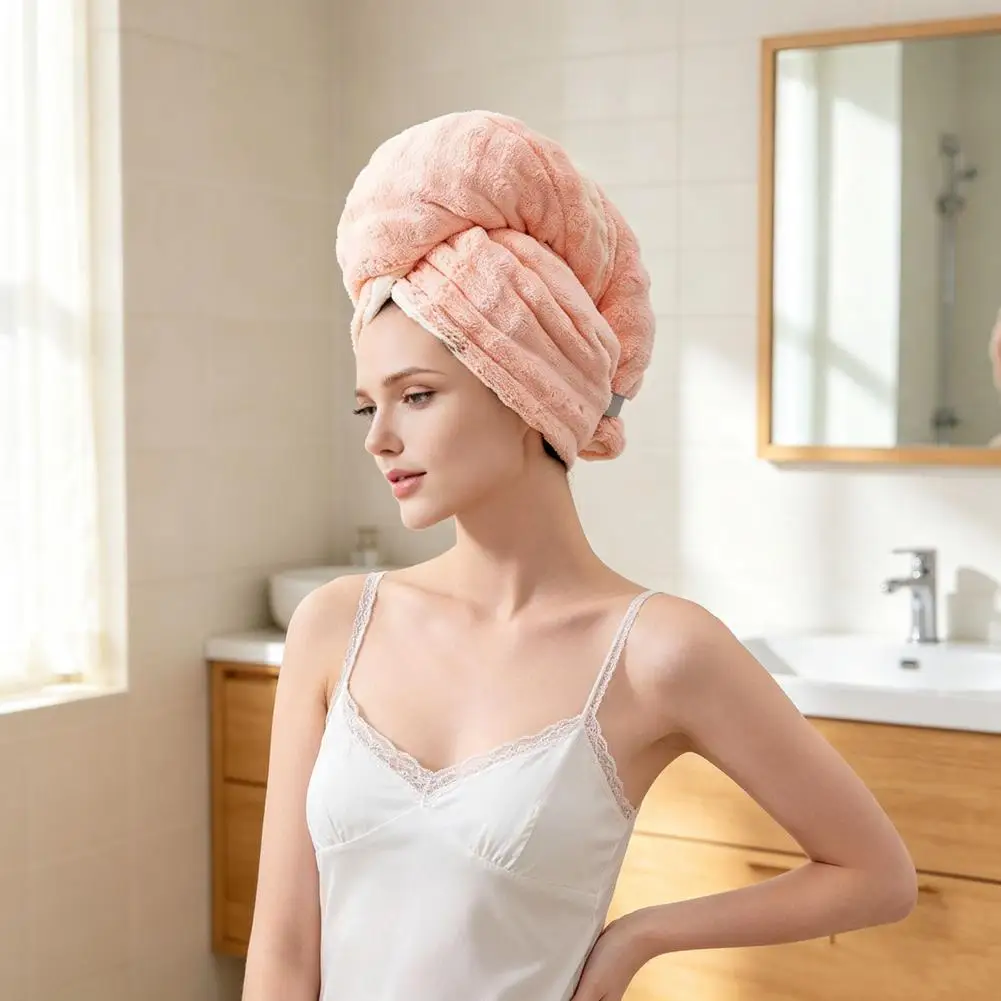 Comfortable Hair Wrap for Hair Care Coral Fleece Hair Towel Wrap Quick Dry Absorbent Turban Wide Tail Shower for Long for Long