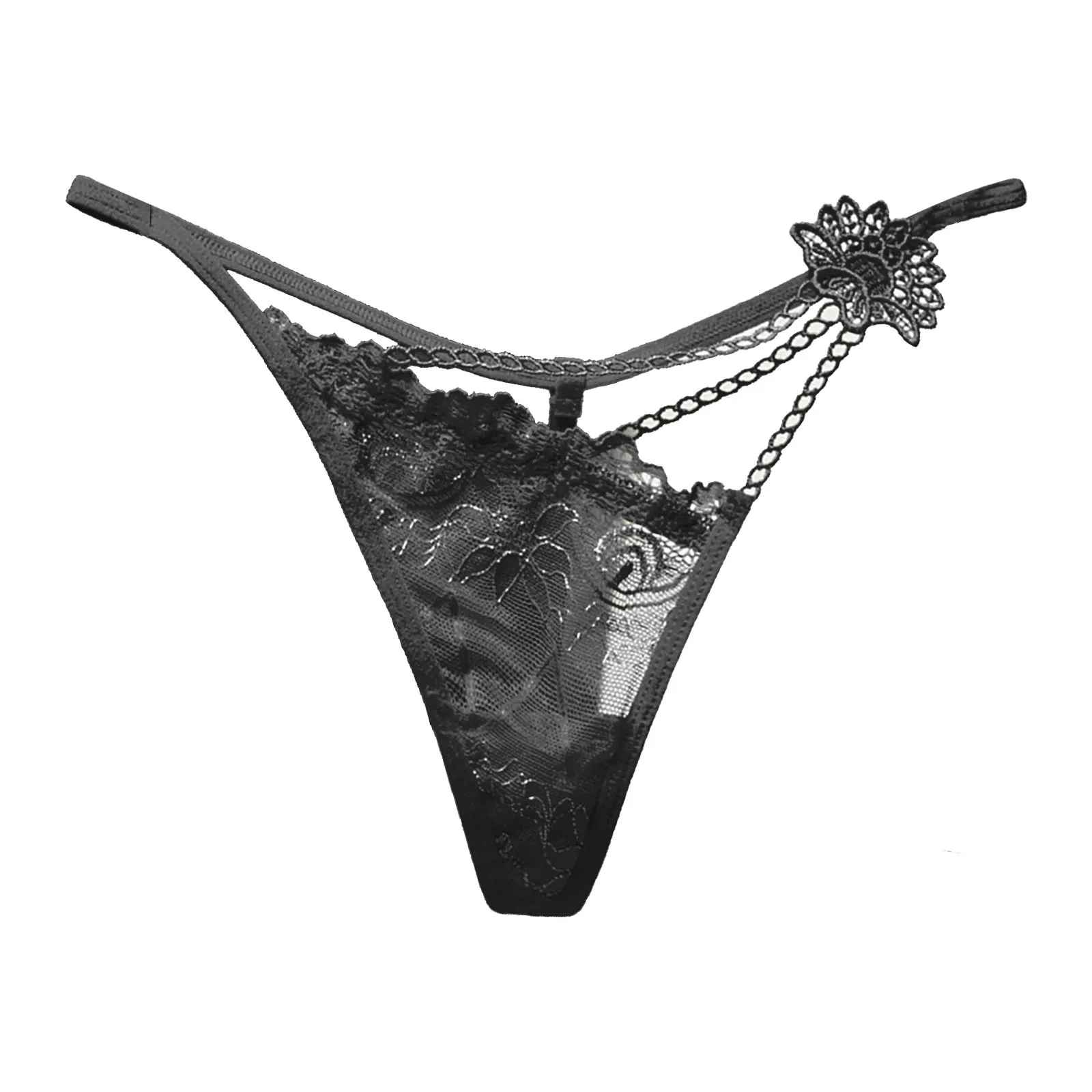 Womens V Shaped Sexy Thong Thin Panties Transparent Hollow Lace Single Thongs Low Waist Underpant Thin Tangas Mujer Hot Sale