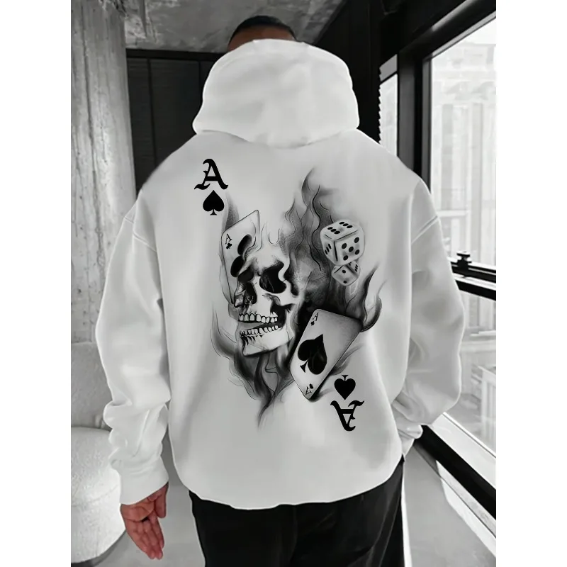 

2025 Men's Casual Hoodie 3D Printed Skull for Autumn and Winter Street Wear Loose Fit Pullover Comfortable Sports Shirt