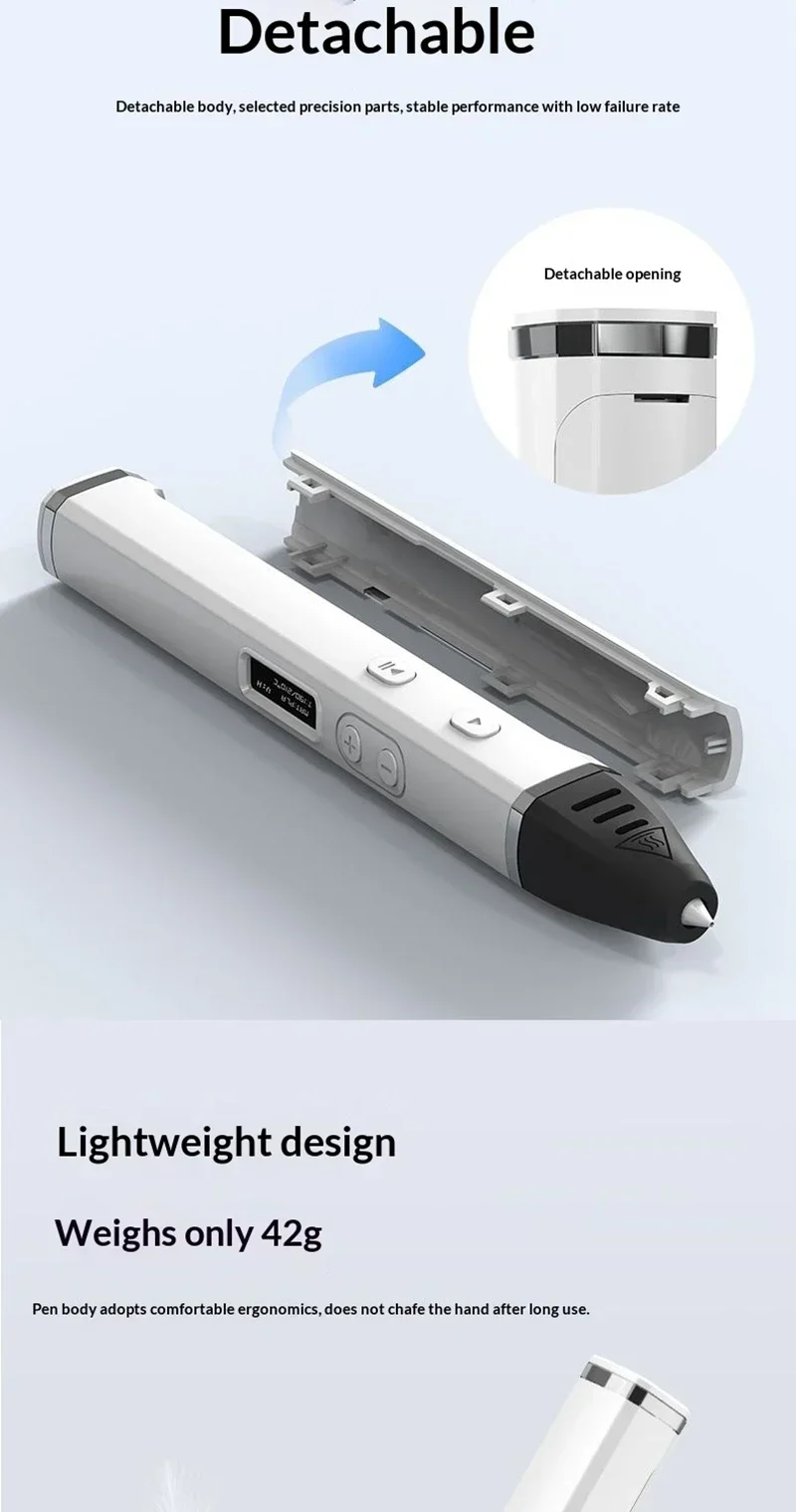 Professioneller 3D-Druckstift für Wettbewerbe mit OLED-Display und 200m PLA-Filament, Abnehmbares Design für 3D-Doodling – Detail 6