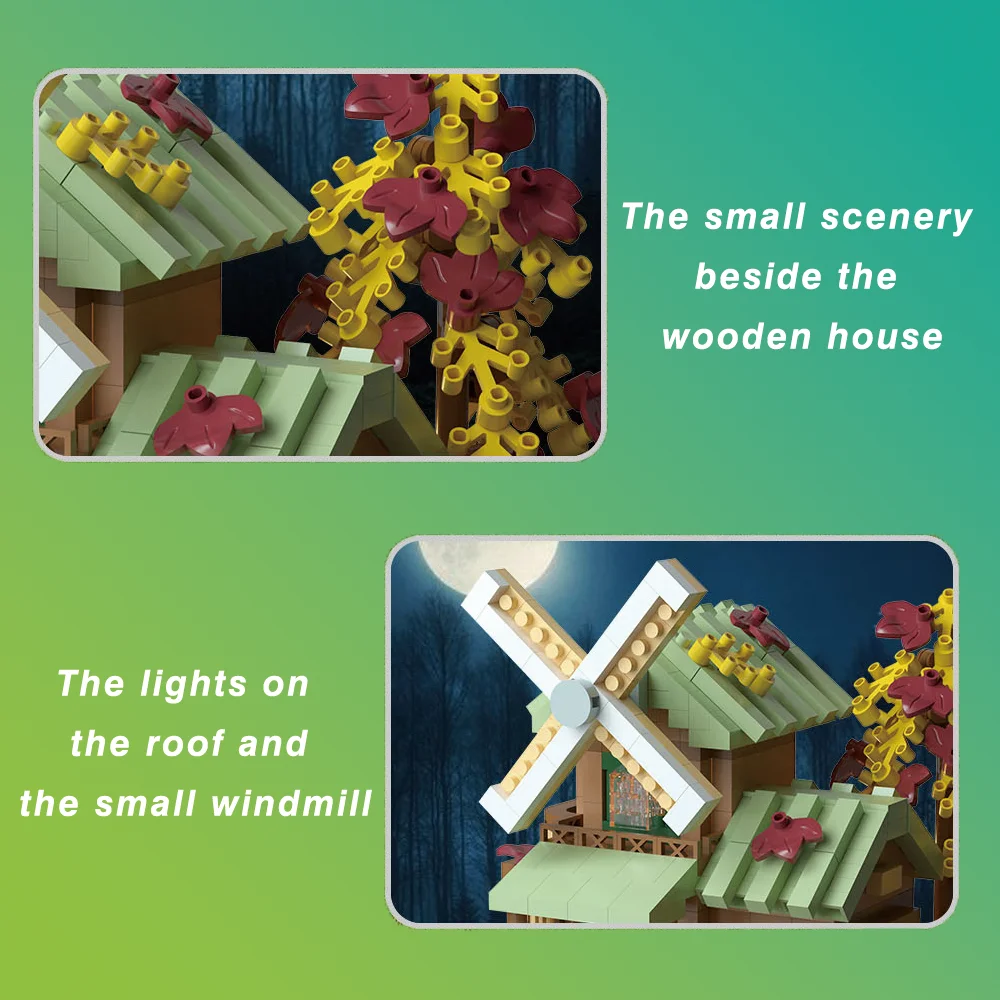 Creatieve straatbeeld bouwmodel bouwstenen bos boomhut puzzel windmolen boomhut decoratie speelgoed