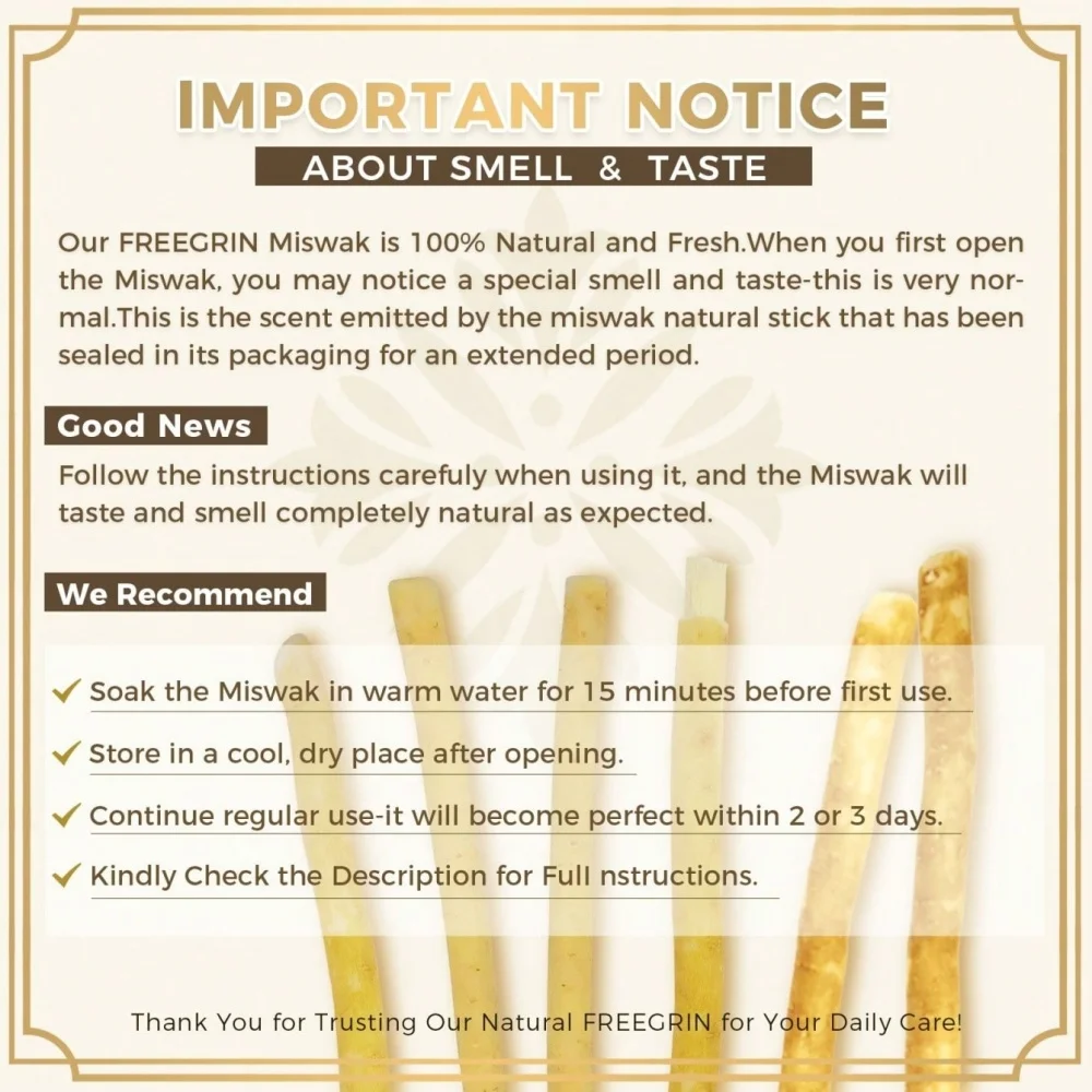 FREEGRIN 16er-Pack Natürliche Miswak-Stäbchen-Set mit Schneidwerkzeug, Tragbare Siwak Traditionelle Zahnbürste, Kaustäbchen für Zahnpflege, Bestseller – Detail 7