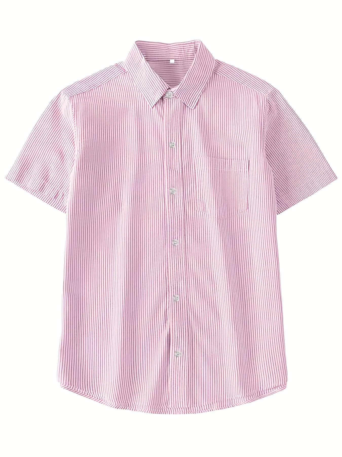 

Cartoon Fun Shooter Back Print Short Sleeve Striped Shirt Summer Trendy Men's Fashion Versatile Shirt