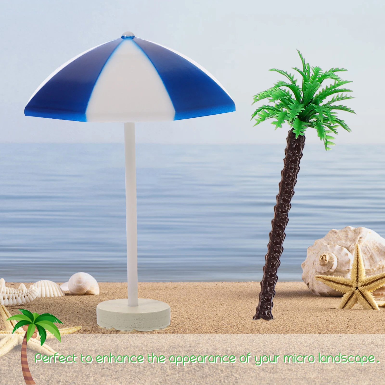 

5pcs Mini Parasol Umbrella Beach Adornment Micro Landscape Decoration Red Blue Yellow Pink Model for Fish