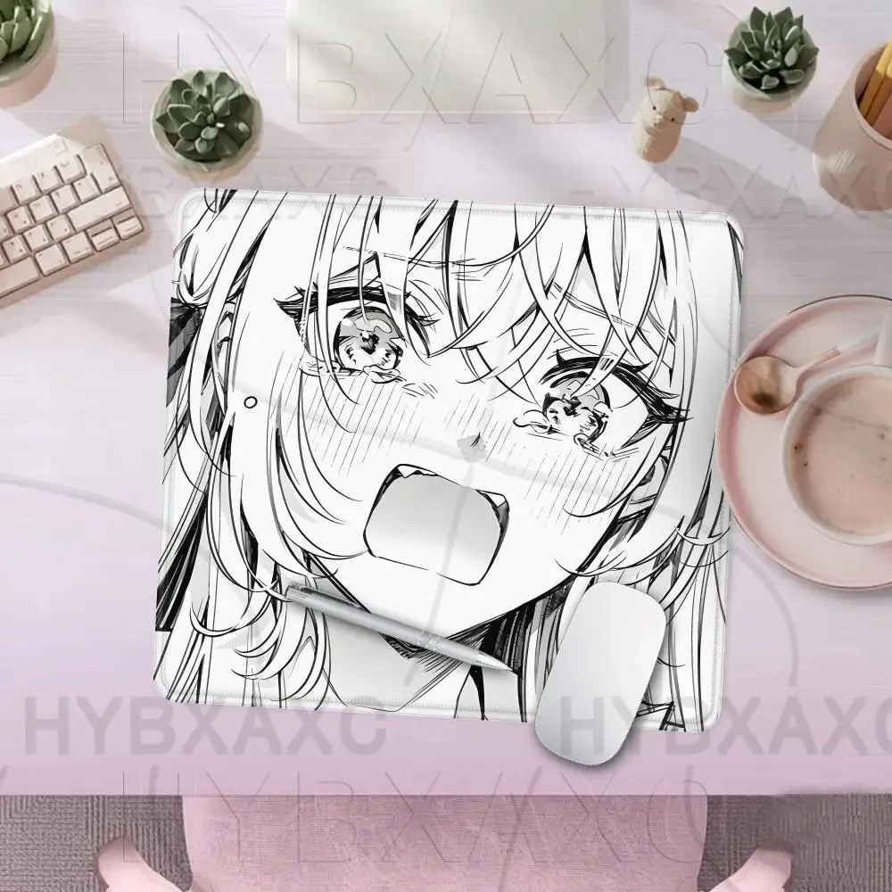 Small Mouse Pad Multiple Sizes Large Square Computer Office Game Table Mats Black & White Manga Girl Rubber Anti-slip Mousepad