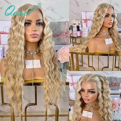 Natural Human Hair Wigs Promotion Sale Deep Wave Full Lace Wig Light Honey Blonde HD Lace Frontal Wigs for Women Glueless Qearl