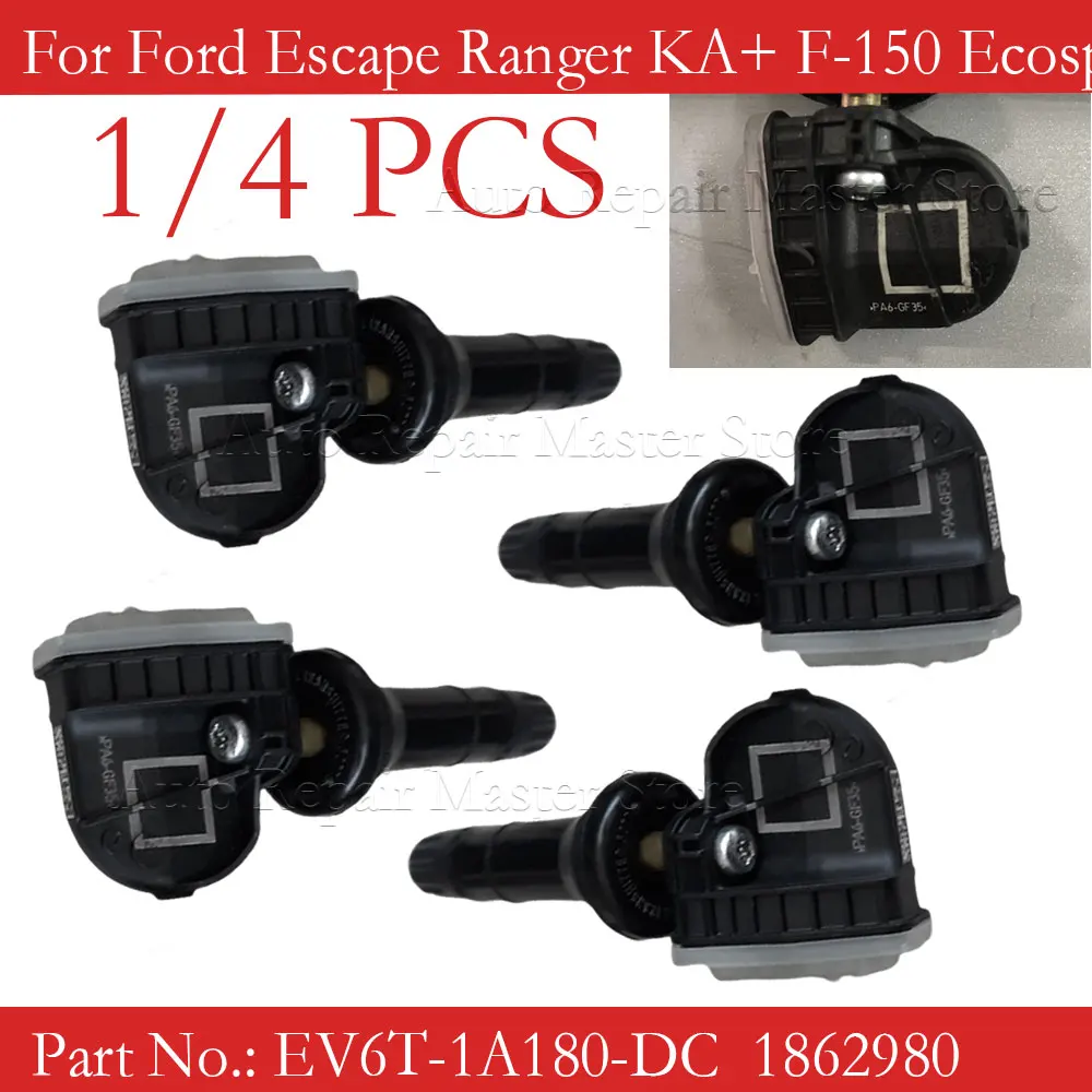 433MHZ TPMS 1/4PCS Tire Pressure Sensor EV6T-1A180-CB For Ford Escape Ranger KA+ F-150 Ecosport Kuga Transit EV6T-1A150-CB